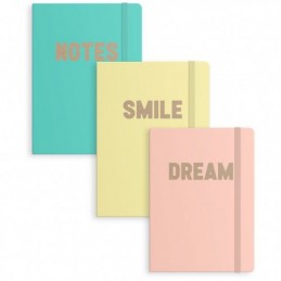 LIBRETA CON GOMA NEON BASICS