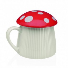 TAZA CON TAPA SETA ROJA